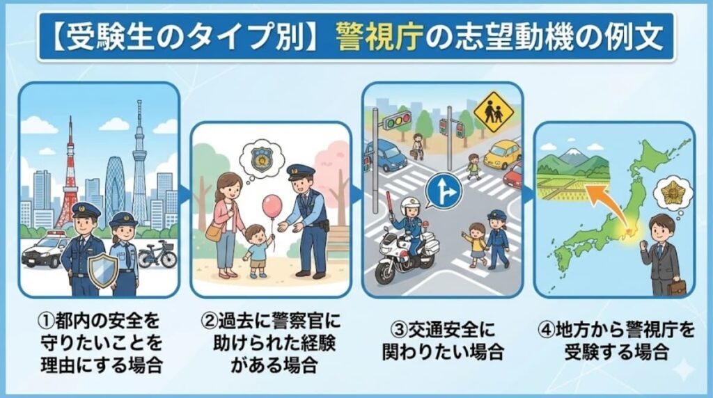 【受験生のタイプ別】警視庁の志望動機の例文を紹介