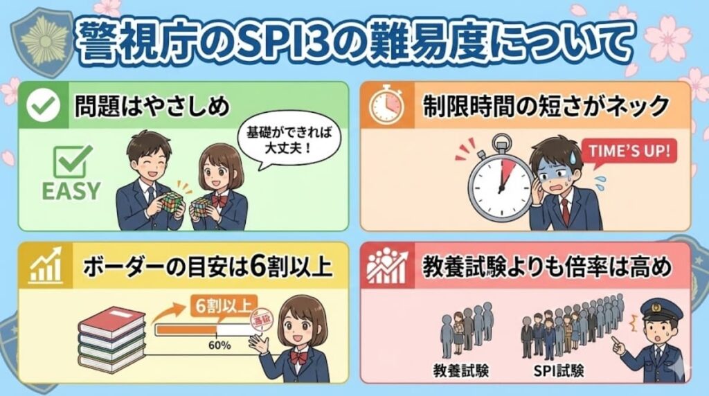警視庁のSPI3はどのくらいの難易度？