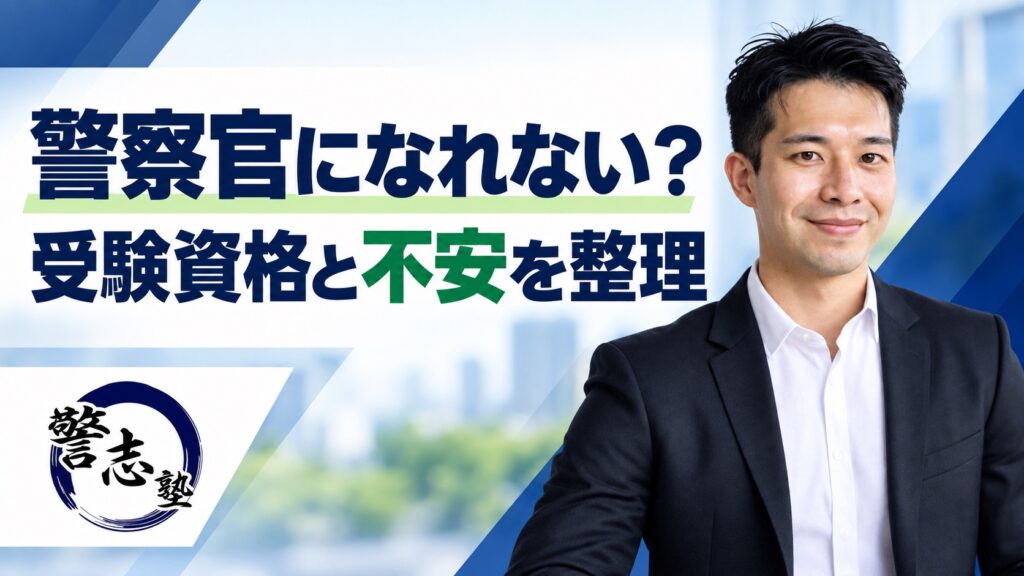 警察官になれない？受験資格と不安を整理。安齋海社の写真と警志塾ロゴを掲載した記事サムネイル